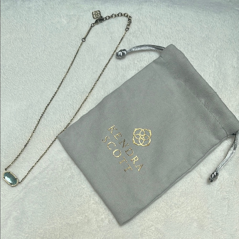 Kendra Scott Silver Elisa Pendant Necklace with Aqua Pendant